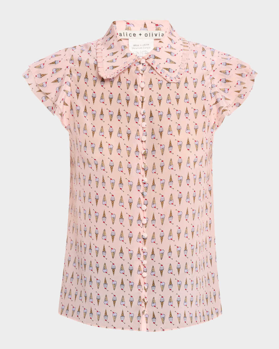 Martel Flutter-Sleeve Blouse